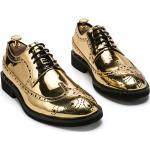 Férfi Elegáns Bőr Arany Téli Bélelt Brogue cipők Esküvőre - max. 3 cm-es sarokkal 46-os méretben 