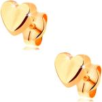 Fülbevaló sárga 14K aranyból - apró szív enyhén kidomborodó felülettel