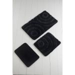 Fekete Fürdőszoba szőnyegek 3 darab / csomag 