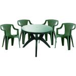 Genova II NEW 4 személyes kerti bútor szett, zöld asztallal, 4 db Palermo zöld székkel