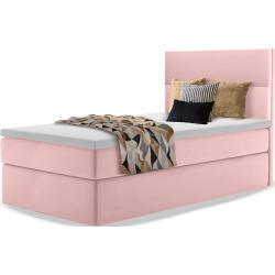 Wilsondo Mini 1 rózsaszín ágyneműtartós boxspring ágy matraccal 90x200 Felnyitás: Balos
