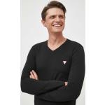 Férfi Elasztán Fekete Guess V-nyakú pólók Fenntartható forrásból Bio összetevőkből XL-es 