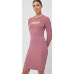 Női Elasztán Rózsaszín Guess Mini Hosszu ujjú Kereknyakú Bélelt Testhezálló ruhák XS-es 