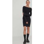 Női Nylon Fekete Hollister Mini Garbó nyakú Testhezálló ruhák akciósan XL-es 