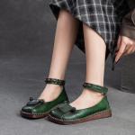 Női Retro PVC Barna Tavaszi Balerina cipők - Négyszögletes orral 