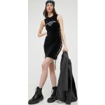 Strasszos Női Elegáns Elasztán Fekete Juicy Couture Mini Kereknyakú Testhezálló ruhák L-es 