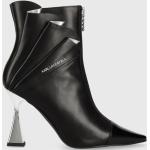Női Szexi Gumi Fekete Karl Lagerfeld Tűsarkú cipők Cipzáros kapoccsal - Hegyes orral 40-es méretben 