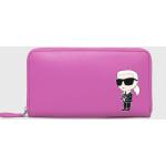 Női Rózsaszín Karl Lagerfeld Bélelt Cipzáras pénztárcák Marhabőr 