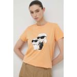 Női Feliratos Narancssárga Karl Lagerfeld Feliratos pólók Bio összetevőkből XS-es 