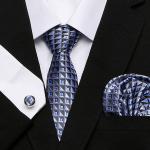 Kék mintás nyakkendõszett mandzsettagombbal és díszzsebkendõvel 2.