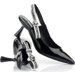 Női Elegáns Bőr Fekete Karl Lagerfeld Sling cipők - Hegyes orral 40-es méretben 