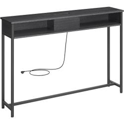 Konzolasztal, keskeny asztal 2 nyitott fiókkal, szürke-fekete
