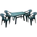 Lamia 4 személyes kerti bútor szett, zöld asztallal, 4 db Palermo zöld székkel