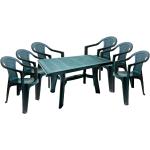 Lamia 6 személyes kerti bútor szett, zöld asztallal, 6 db Palermo zöld székkel