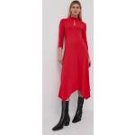 Aszimmetrikus Női Elegáns Szövet Piros LIVIANA CONTI Téli Midi 3/4-es ujjú Midi ruhák XS-es 