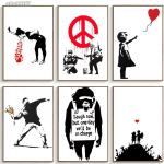 Művész Banksy Street Wall Art Pictures Sinmply Banksy Graffiti vászonfestés plakátok és nyomatok nappali gyerekszoba dekorációhoz