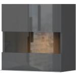Magasfényű vitrines faliszekrény, 1 polccal, antracit-diófa - BISE - Butopêa