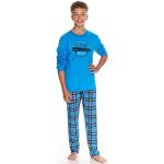 Fiú Lezser Kockás Gumi Kék Taro Gyerek pizsamák 146-os méretű 