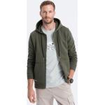Men's unbuttoned hooded sweatshirt - olive V2 OM-SSZP-22FW-003