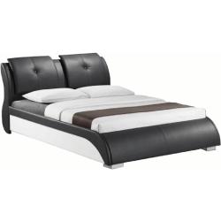 Modern ágy + ágyrács, fekete + fehér textilbõr, 160x200, TORENZO