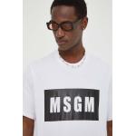 MSGM pamut póló fehér, férfi, nyomott mintás