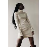 Női Elasztán Fehér Mini Hosszu ujjú Garbó nyakú Testhezálló ruhák XS-es 