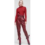 Női Műbőr Piros Karl Lagerfeld Magas derekú Bőrnadrágok S-es 