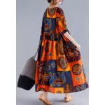 Női Vintage Narancssárga Nyári Nyári ruhák Moletteknek Egy méretű 
