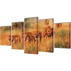 Nyomtatott vászon falikép szett oroszlánok 100 x 50 cm