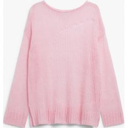 Open knit loose distressed sweater - Pink