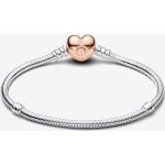 Pandora 580719 19cm - Moments 14K Rose Gold Plated 925 Sterling Silver Bracelet with Heart Clip