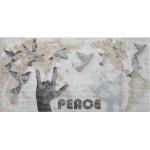 PEACE bézs és fekete vászon festmény