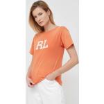 Designer Női Feliratos Narancssárga Polo Ralph Lauren Kereknyakú Feliratos pólók S-es 