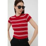 Designer Női Dzsörzé Piros Polo Ralph Lauren Kereknyakú Rövid ujjú pólók XS-es 