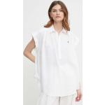 Designer Női Lezser Vászon Fehér Polo Ralph Lauren Blúzok XS-es 