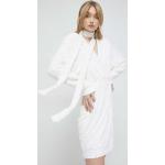 Női Elegáns Elasztán Fehér Téli Mini Hosszu ujjú Bélelt Miniruhák Fenntartható forrásból XXS-es 