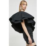 Női Félvállas Elasztán Fekete Mini Bélelt Testhezálló ruhák Fenntartható forrásból S-es 