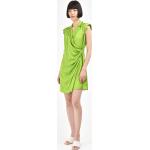 Női Elegáns Szatén Zöld Mini Ujjatlan Átlapolt ruhák S-es 