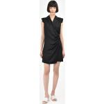 Női Elegáns Szatén Fekete Mini Ujjatlan Átlapolt ruhák XL-es 