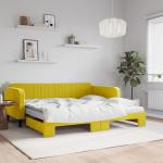 Modern Bársony Sárga Karfás Kihúzható kanapék 2 személyre 