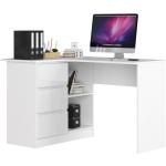 Sarok íróasztal 124x85cm fehér, magasfényű fehér balos kivitel