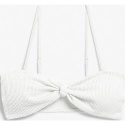 Shirred bandeau bikini top - White