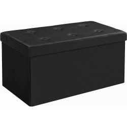 Puff, összecsukható tároló pad, 76x38x38 cm, fekete | SONGMICS
