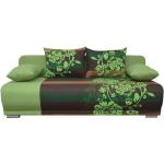 Széthúzható kanapé, zöld/barna/virágminta, REMI NEW