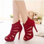 Női Gumi Piros Peep toe cipők Esküvőre - 9 cm fölötti sarokkal 