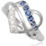 Szív alakú ezüst gyűrű kék cirkónia kristállyal
