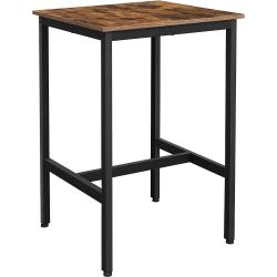 Szögletes magas bárasztal 60 x 60 x 90 cm, rusztikus barna és fekete