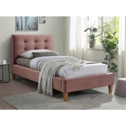 TEXAS VELVET rózsaszín kárpitozott ágy 90 x 200 cm