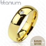 Titánium gyűrű arany színű cirkóniával, 6 mm - Nagyság: 49