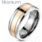 Titánium karikagyűrű rózsaszín-arany sávval, 8 mm - Nagyság: 59